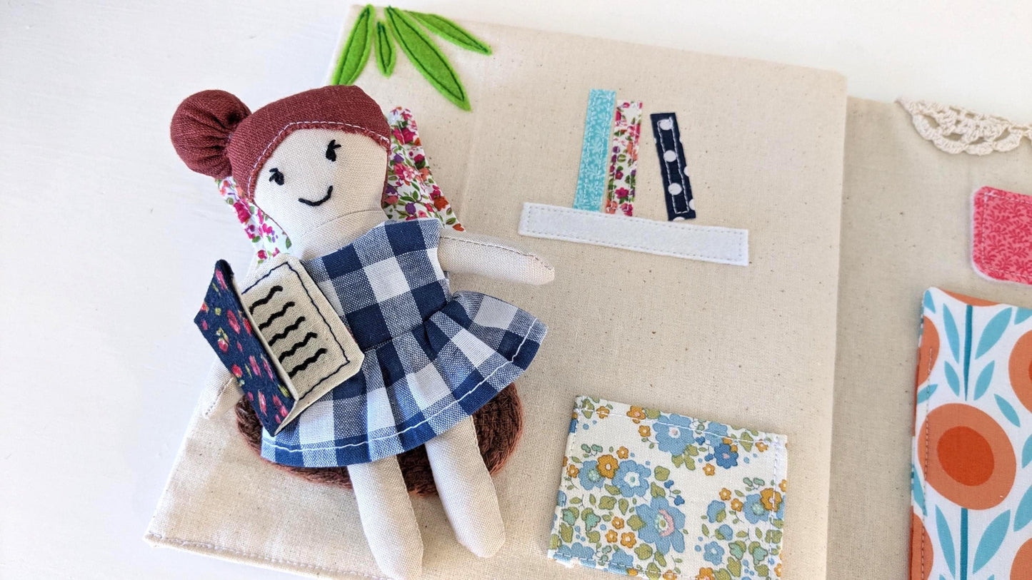 Fabric Dollhouse & Doll Sewing Pattern – Beginner PDF | DIY Scrap Fabric Project