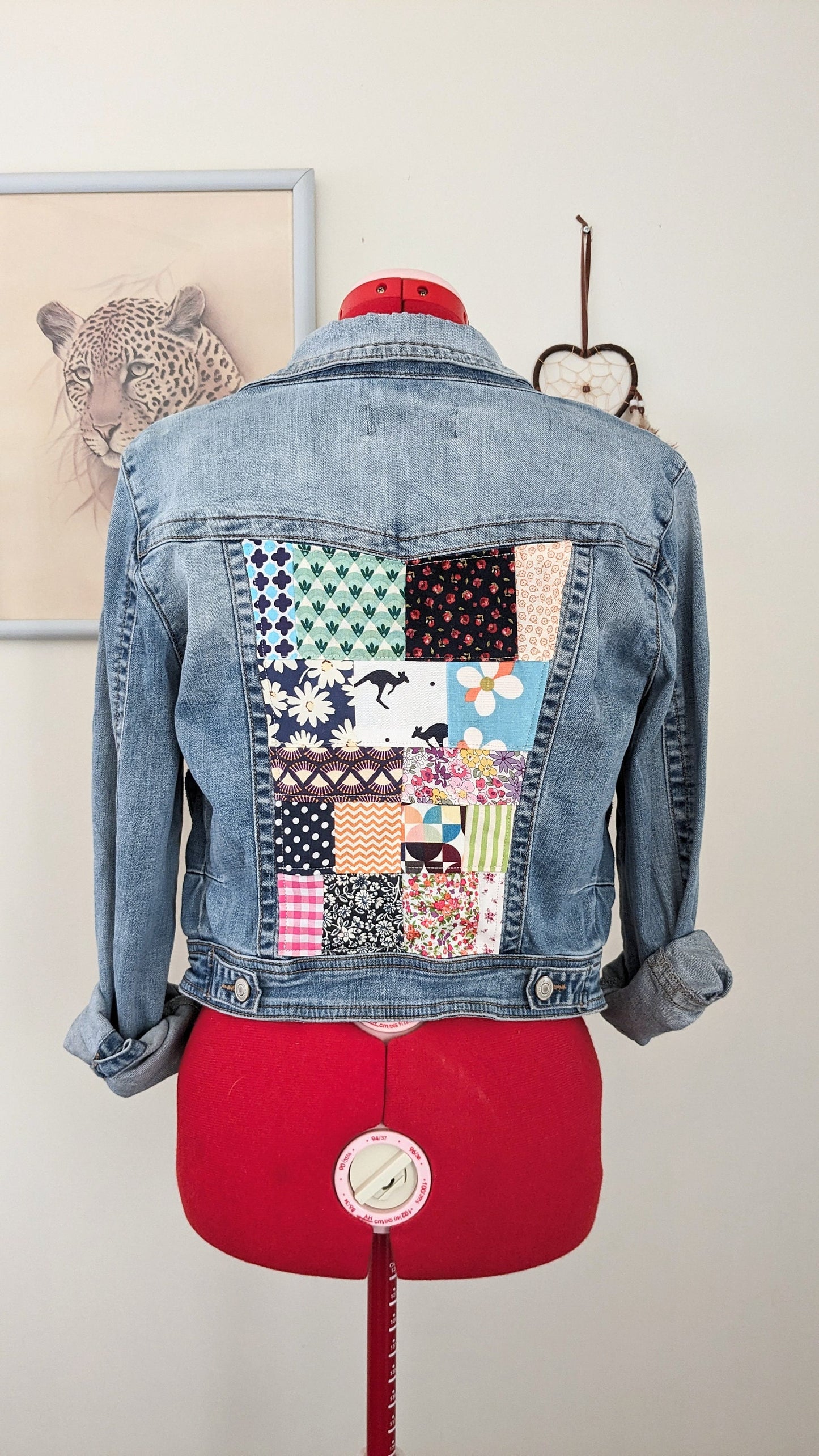 Upcycled Patchwork Denim Jacket – Handmade Sustainable Fashion | Size 8–10