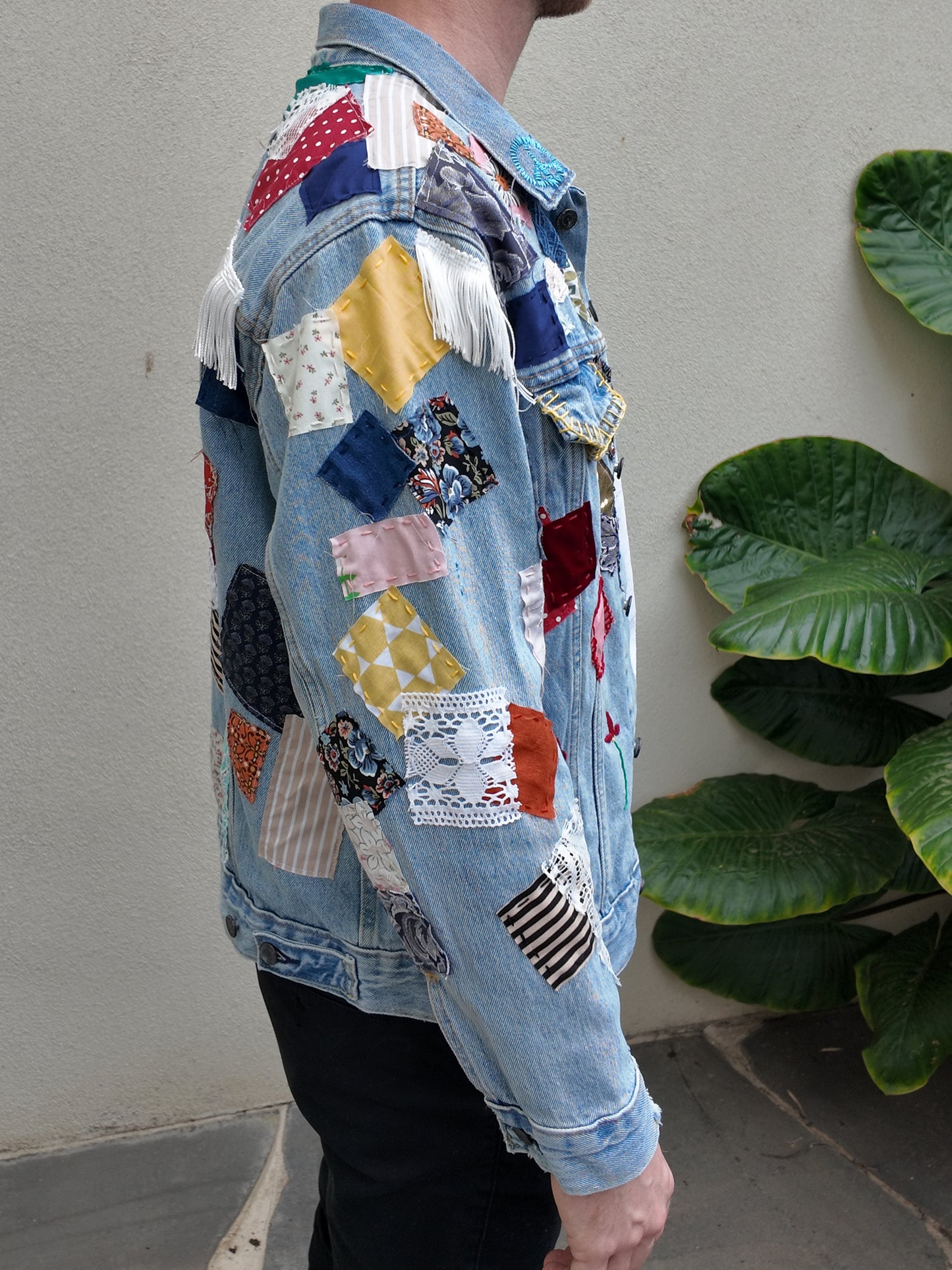 Handmade Bob Dylan Inspired Patchwork Jacket | One of a Kind | Men’s Medium | Unisex Sizing | 80s Vintage Movie Inspired | Hand Embroidered