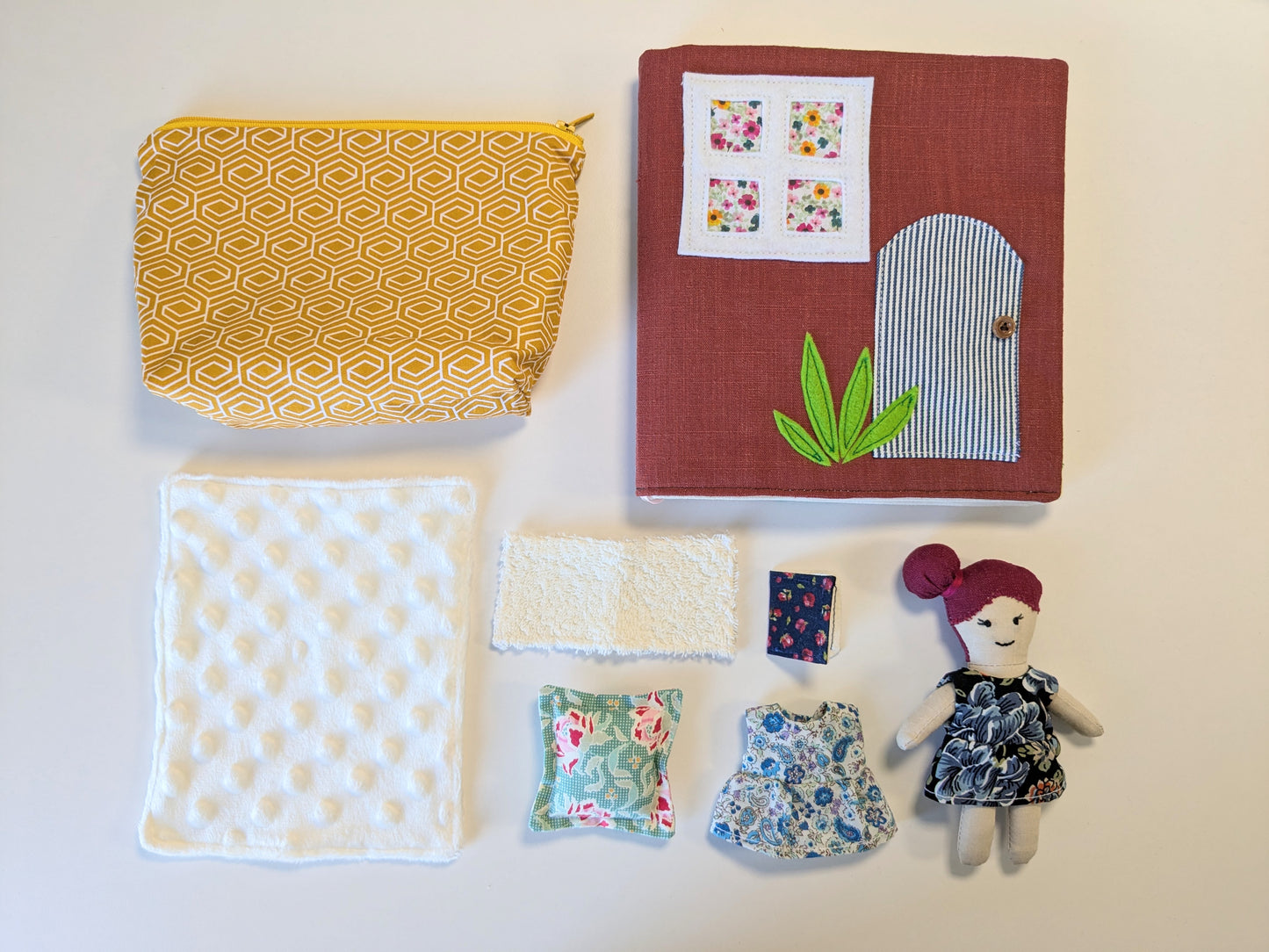Handmade Fabric Dollhouse with Doll & Accessories: One-of-a-Kind Soft Toy