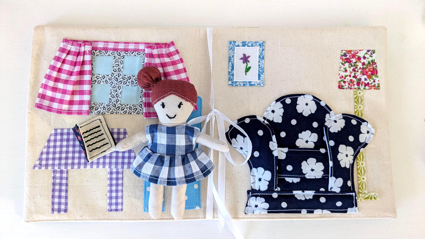 Fabric Dollhouse & Doll Sewing Pattern – Beginner PDF | DIY Scrap Fabric Project