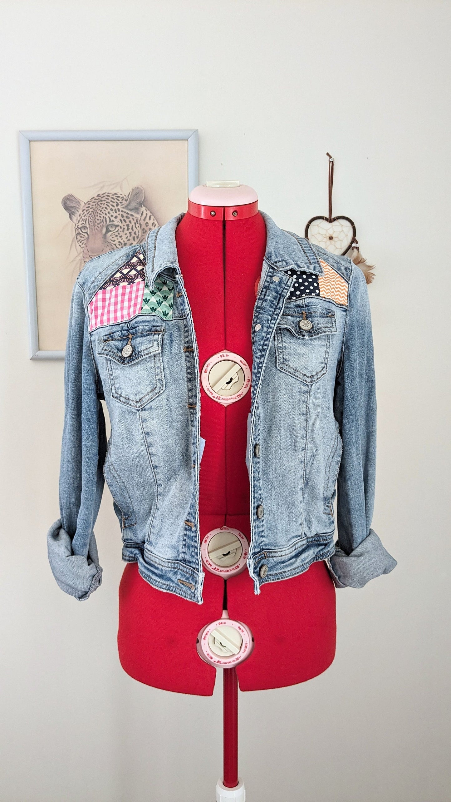 Upcycled Patchwork Denim Jacket – Handmade Sustainable Fashion | Size 8–10