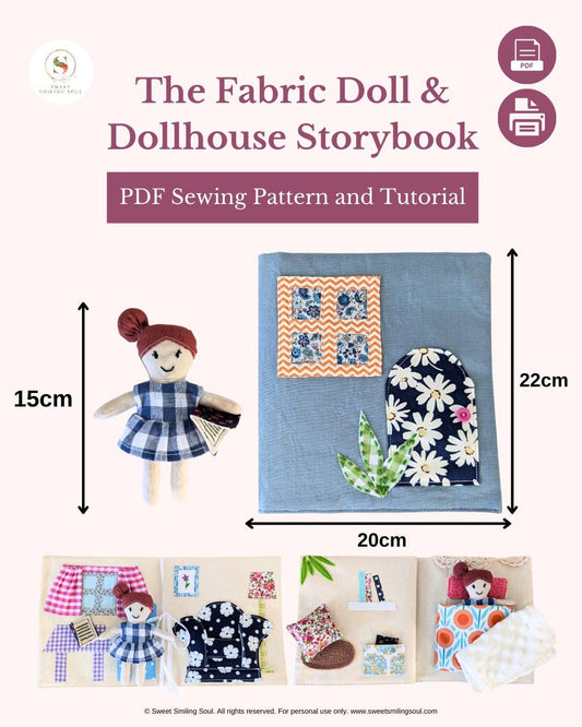 Fabric Dollhouse & Doll Sewing Pattern – Beginner PDF | DIY Scrap Fabric Project