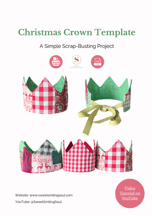 🎄 Christmas Fabric Crown – Free Sewing Template (3 Ways to Sew!)