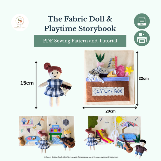 ⭐️ NEW ⭐️ 🧸 DIY Fabric Doll and Playtime Storybook Sewing Pattern: Beginner-Friendly (Digital)