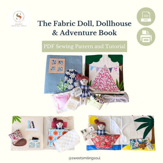 The Fabric Doll, Dollhouse and Adventure Book Sewing Pattern Bundle (PDF) | Beginner-Friendly | DIY Soft Toy