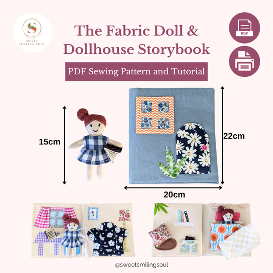 Fabric Dollhouse & Doll Sewing Pattern – Beginner PDF | DIY Scrap Fabric Project
