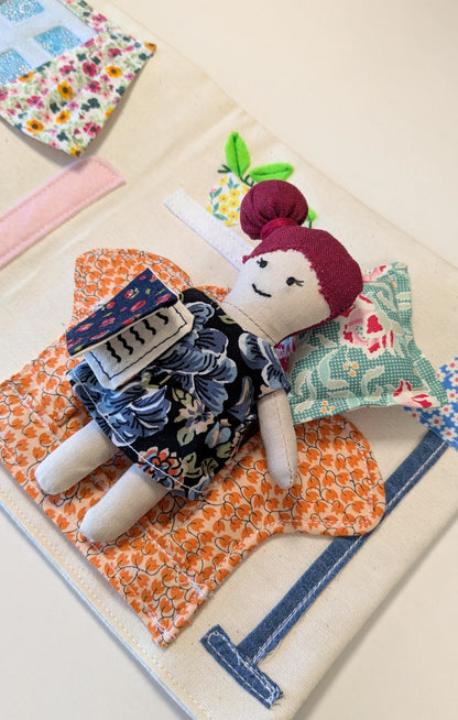 Handmade Fabric Dollhouse with Doll & Accessories: One-of-a-Kind Soft Toy