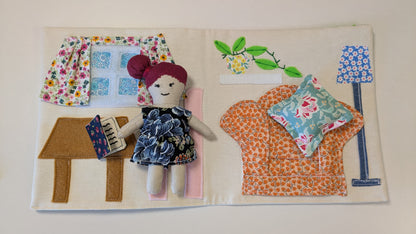 Handmade Fabric Dollhouse with Doll & Accessories: One-of-a-Kind Soft Toy
