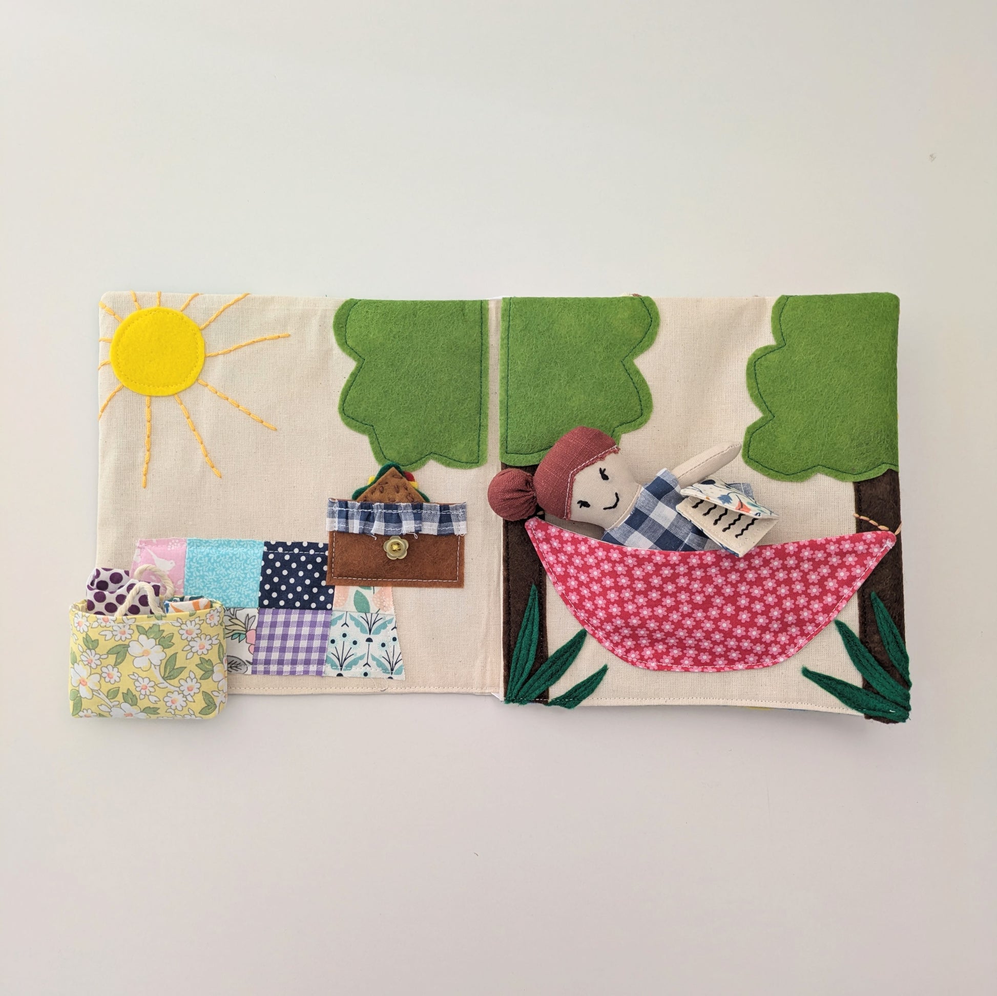 Pattern page showing cutting lines and templates for the Adventure Book.