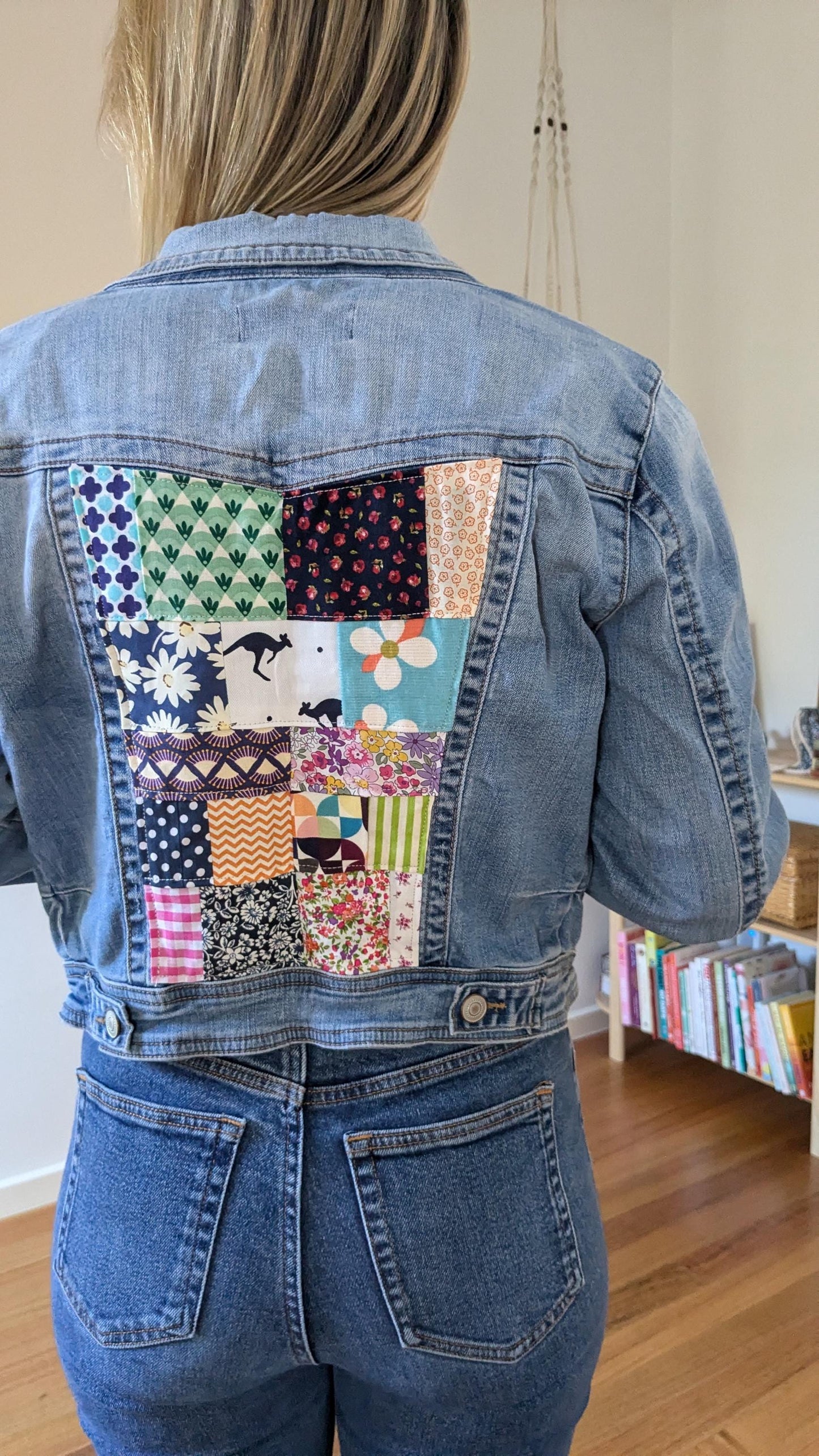 Upcycled Patchwork Denim Jacket – Handmade Sustainable Fashion | Size 8–10