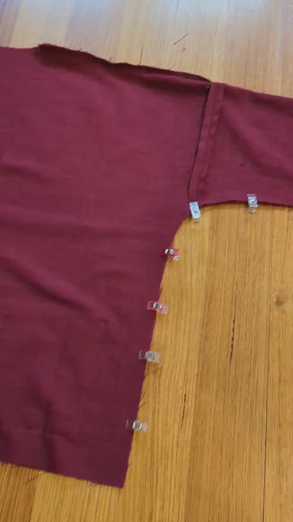 Handmade Burgundy Linen Kimono Jacket – Oversized Blazer | Size S/M