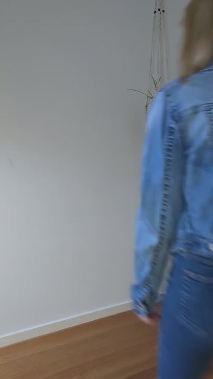 Upcycled Patchwork Denim Jacket – Handmade Sustainable Fashion | Size 8–10
